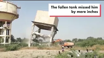 A Falling Water Tank Crushed A Man By Nearly An Inch