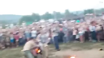 Fire Breather Sets His Own Face On Fire When Performance Goes Wrong