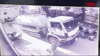 Heavy Truck Swallowed After Landslide