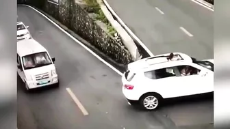 The Terrifying Moment Of A Hairpin Bend In The Mountains: The Car Flipped Over