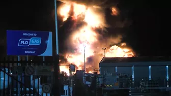 A Huge Inferno Engulfs An Oil And Gas Plant In An Industrial Area