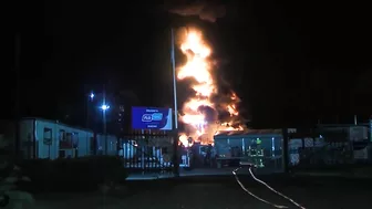 A Huge Inferno Engulfs An Oil And Gas Plant In An Industrial Area