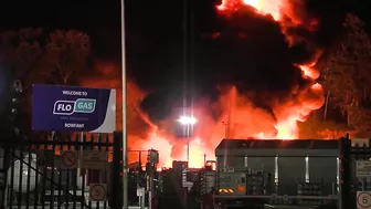 A Huge Inferno Engulfs An Oil And Gas Plant In An Industrial Area