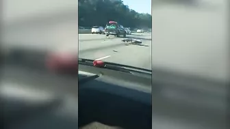 Idiot On Motorcycle Causes Accident On Interstate