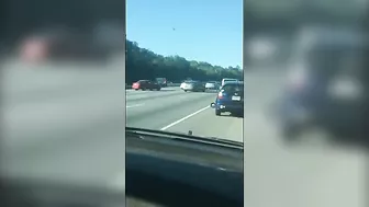 Idiot On Motorcycle Causes Accident On Interstate