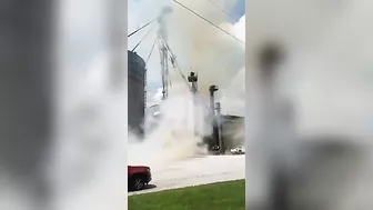 Large Grain Silo Suffers Catastrophic Collapse