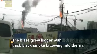 Man Trapped On Burning Power Pole