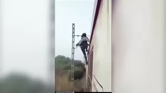 Man Performs Silly Stunt On Top Of Train And Gets Electrocuted