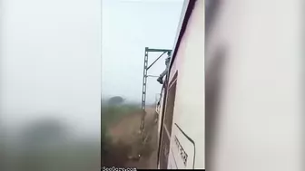 Man Performs Silly Stunt On Top Of Train And Gets Electrocuted