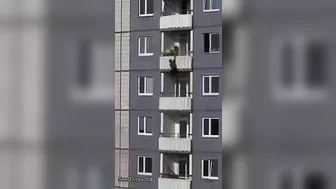 The Man Descends And Falls Like Spiderman