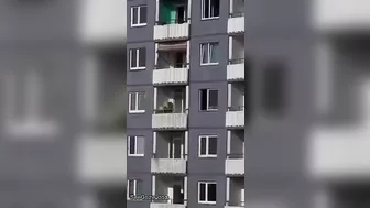 The Man Descends And Falls Like Spiderman