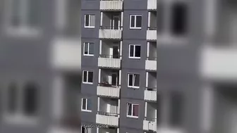 The Man Descends And Falls Like Spiderman