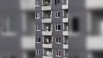 The Man Descends And Falls Like Spiderman