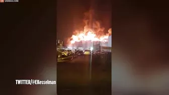 Paint Warehouse Fire Causes Huge Fireball To Light Up The Sky