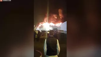 Paint Warehouse Fire Causes Huge Fireball To Light Up The Sky