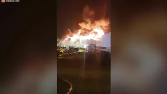 Paint Warehouse Fire Causes Huge Fireball To Light Up The Sky