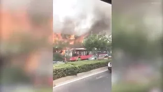 Chinese Restaurant Engulfed In Flames Moments After Explosion