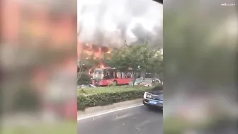 Chinese Restaurant Engulfed In Flames Moments After Explosion