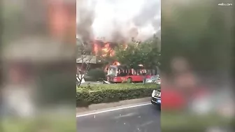 Chinese Restaurant Engulfed In Flames Moments After Explosion