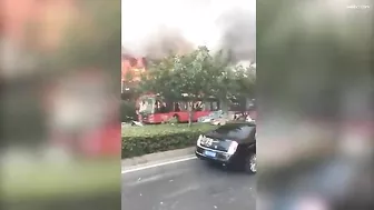 Chinese Restaurant Engulfed In Flames Moments After Explosion