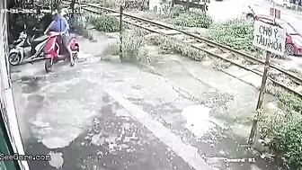 Motorcyclist Parked On Railroad Tracks Hit By Train
