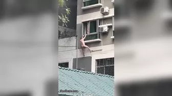 Spiderman Falls Naked From A Building