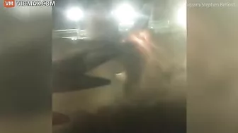 Passengers Scream In Terror As Plane Wing Catches Fire