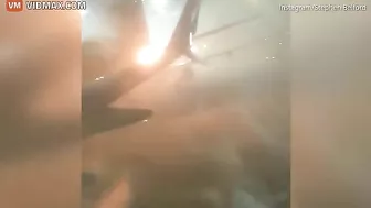 Passengers Scream In Terror As Plane Wing Catches Fire