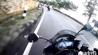 Overtaking Driver Causes Crazy Motorcycle Accident