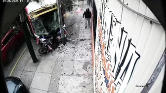 Pedestrians And Buses Merge Into One