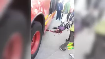 Pedestrian's Head Hit By Bus