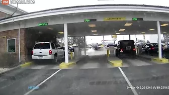 The SUV Accelerated Out Of The Bank Driveway And Took Off.
