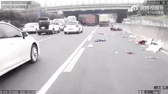 Truck Hits Motorcyclist's Head