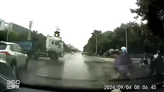 Motorcyclist Crushed By Dump Truck