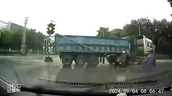 Motorcyclist Crushed By Dump Truck