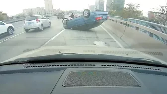 See What Happens When A Car Tries To Cross Two Lanes Of Traffic