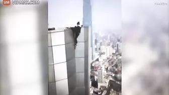 Shocking moment Chinese daredevil falls to death from skyscraper