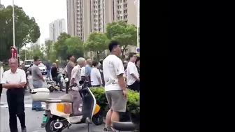 Speeding Car Takes Out Three Scooter Riders