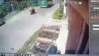 Speeding motorcyclist is launched into the air