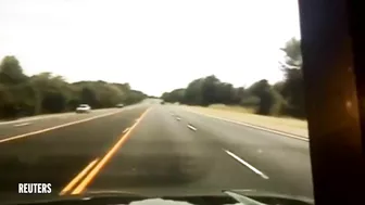 Terrifying Moment Plane Crashes Onto Motorway In Front Of Driver