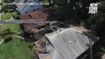 This Car Managed To Crash On Top Of A House