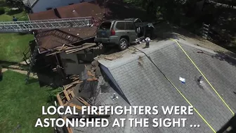 This Car Managed To Crash On Top Of A House