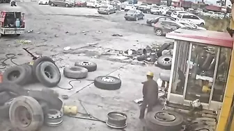 Worker's Tire Exploded