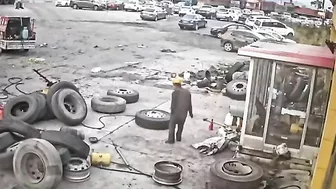 Worker's Tire Exploded