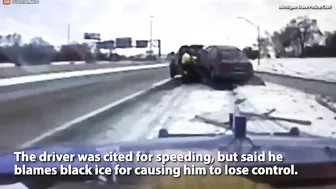 Tow Truck Driver Narrowly Misses Being Hit