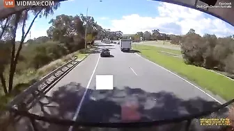 Truck slams into back of braking car sending it into another vehicle