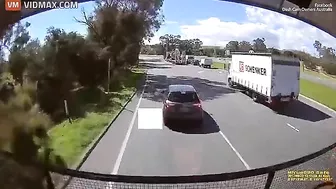 Truck slams into back of braking car sending it into another vehicle