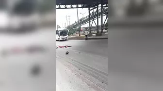 Two motorcyclists gored by big loaded truck