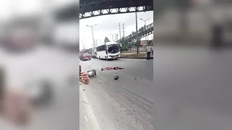 Two motorcyclists gored by big loaded truck