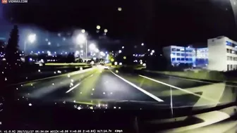 UFO spotted in the sky moments before truck dramatically topples